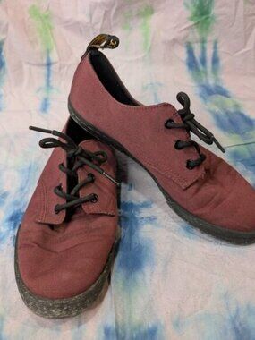 Dr Martens Santanitay Burgundy Canvas Sneakers Women Size 7